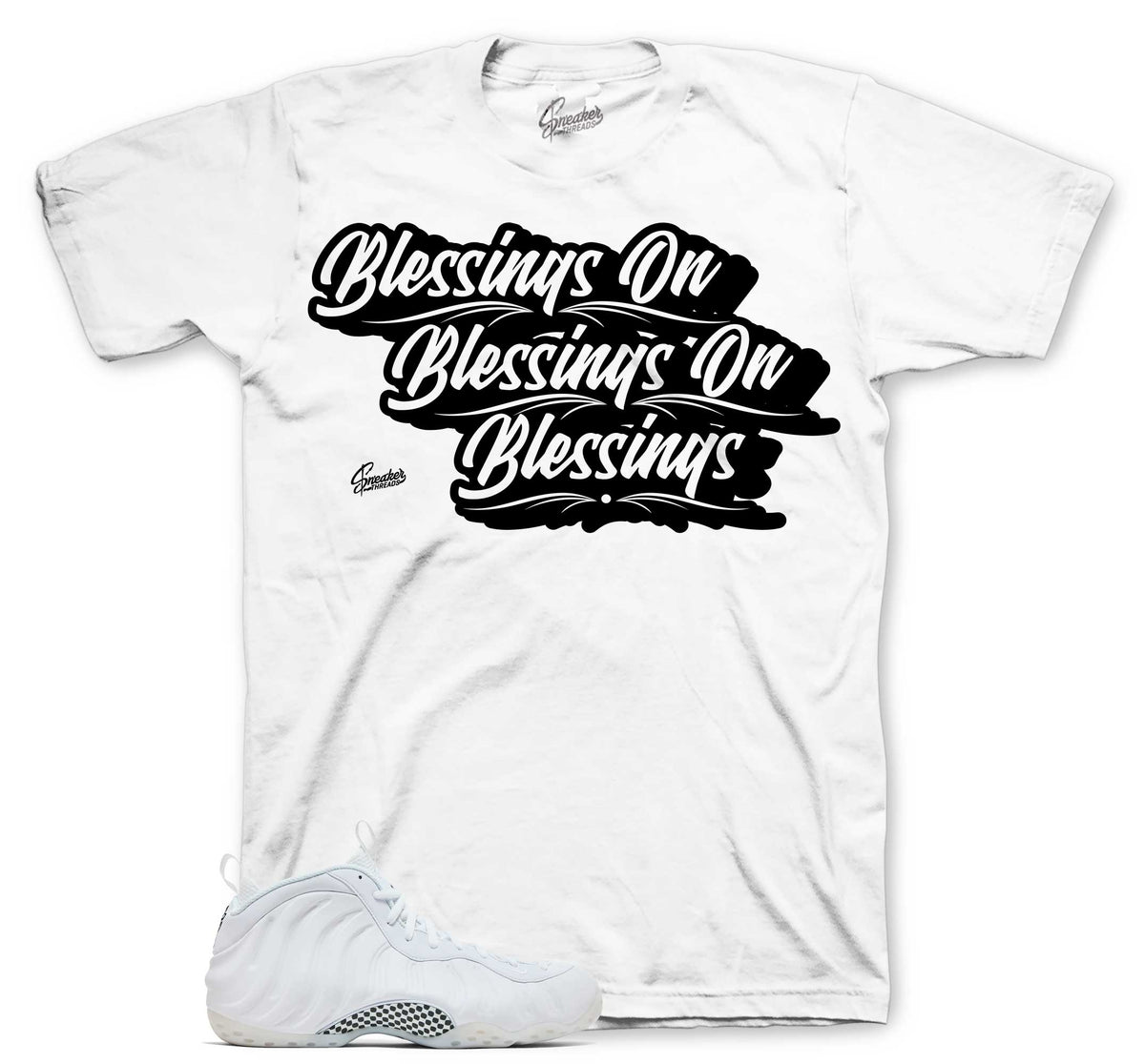 Foamposite Triple White Blessings Shirt