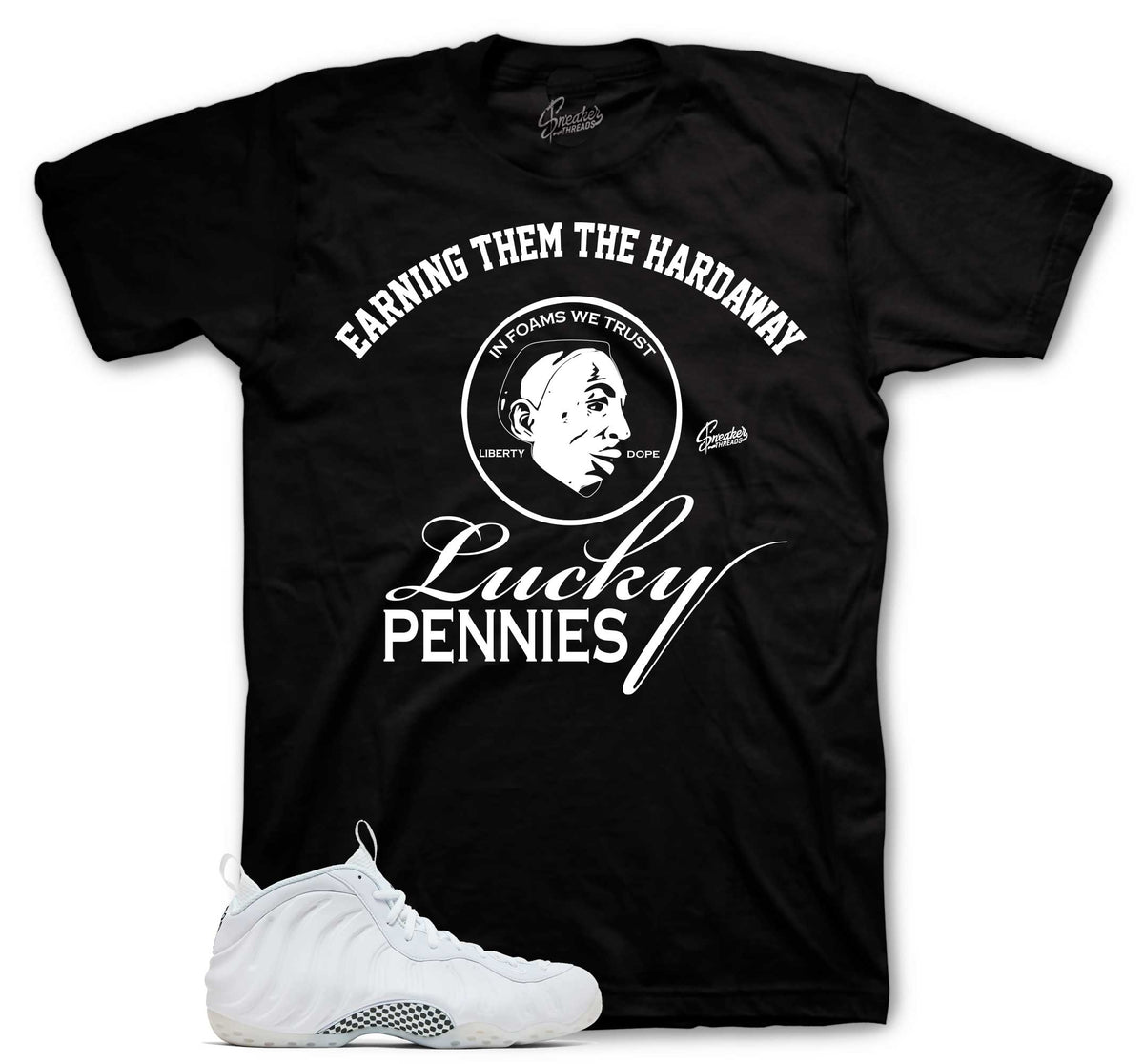 Foamposite Triple White Lucky Pennies Shirt