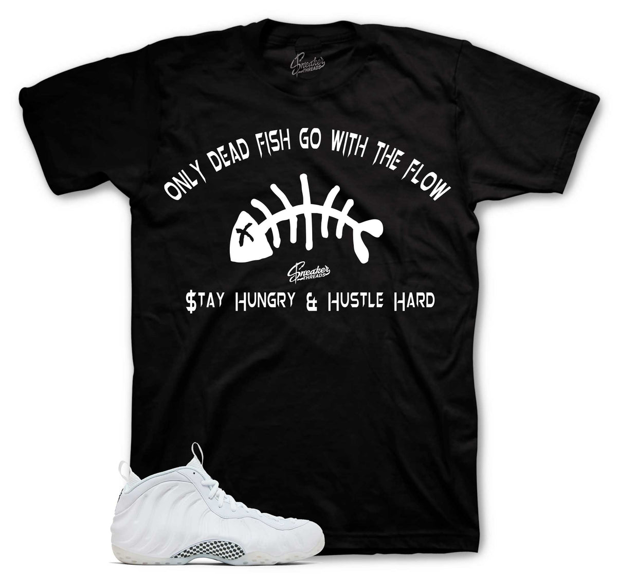 Foamposite Triple White Dead Fish Shirt