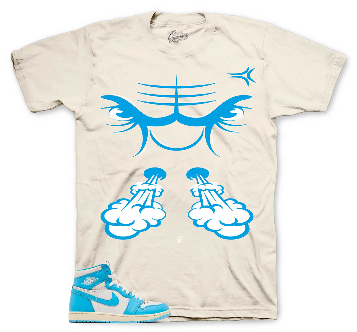 Retro 1 Reimagined UNC Raging Face Shirt