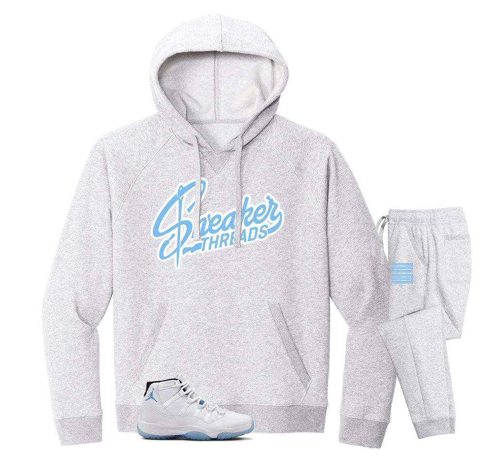 Retro 11 Legend Blue Sneaker Threads Hoodie Jogger Set