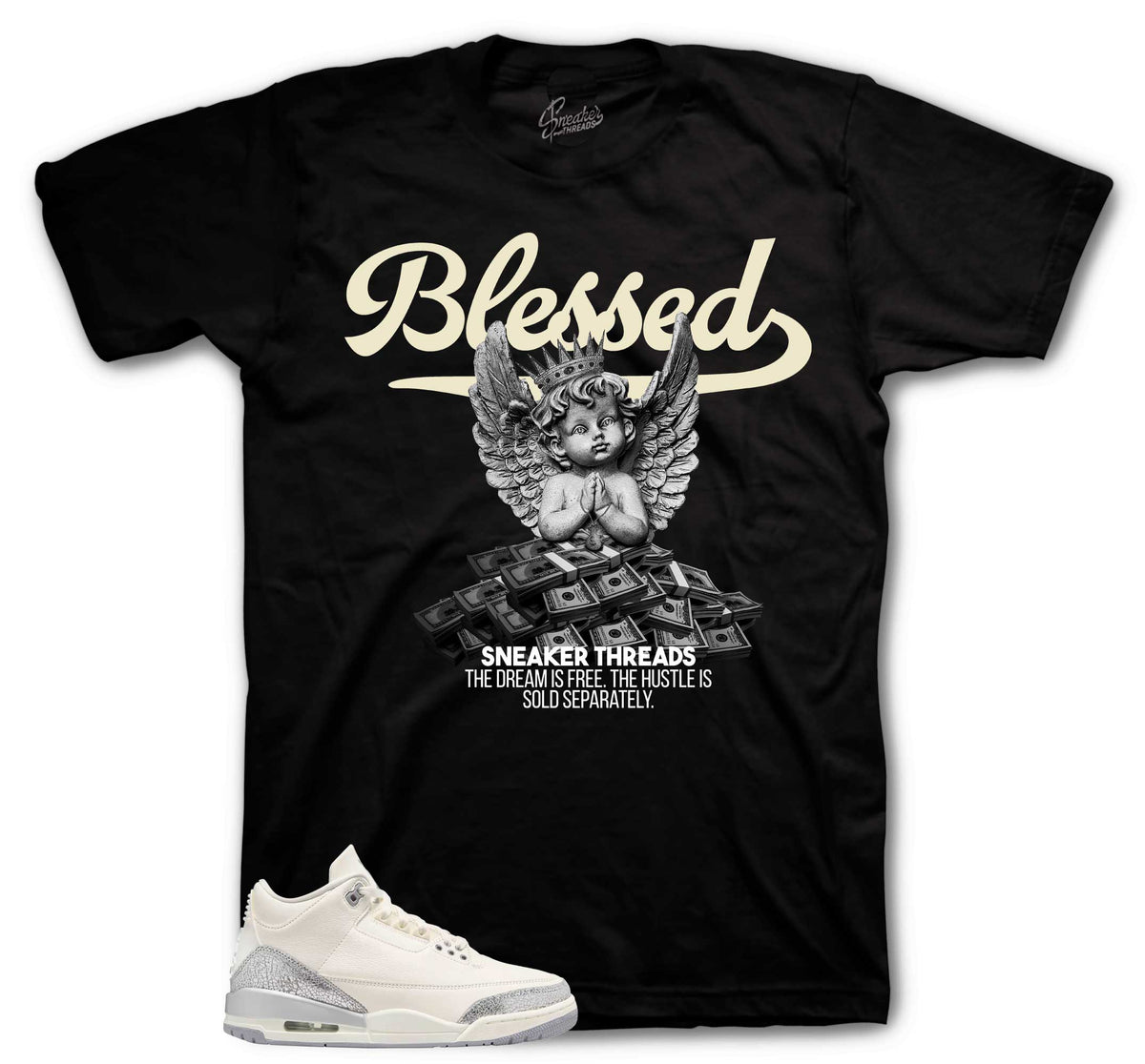Retro 3 Sail Cement Grey Blessed Angel Shirt