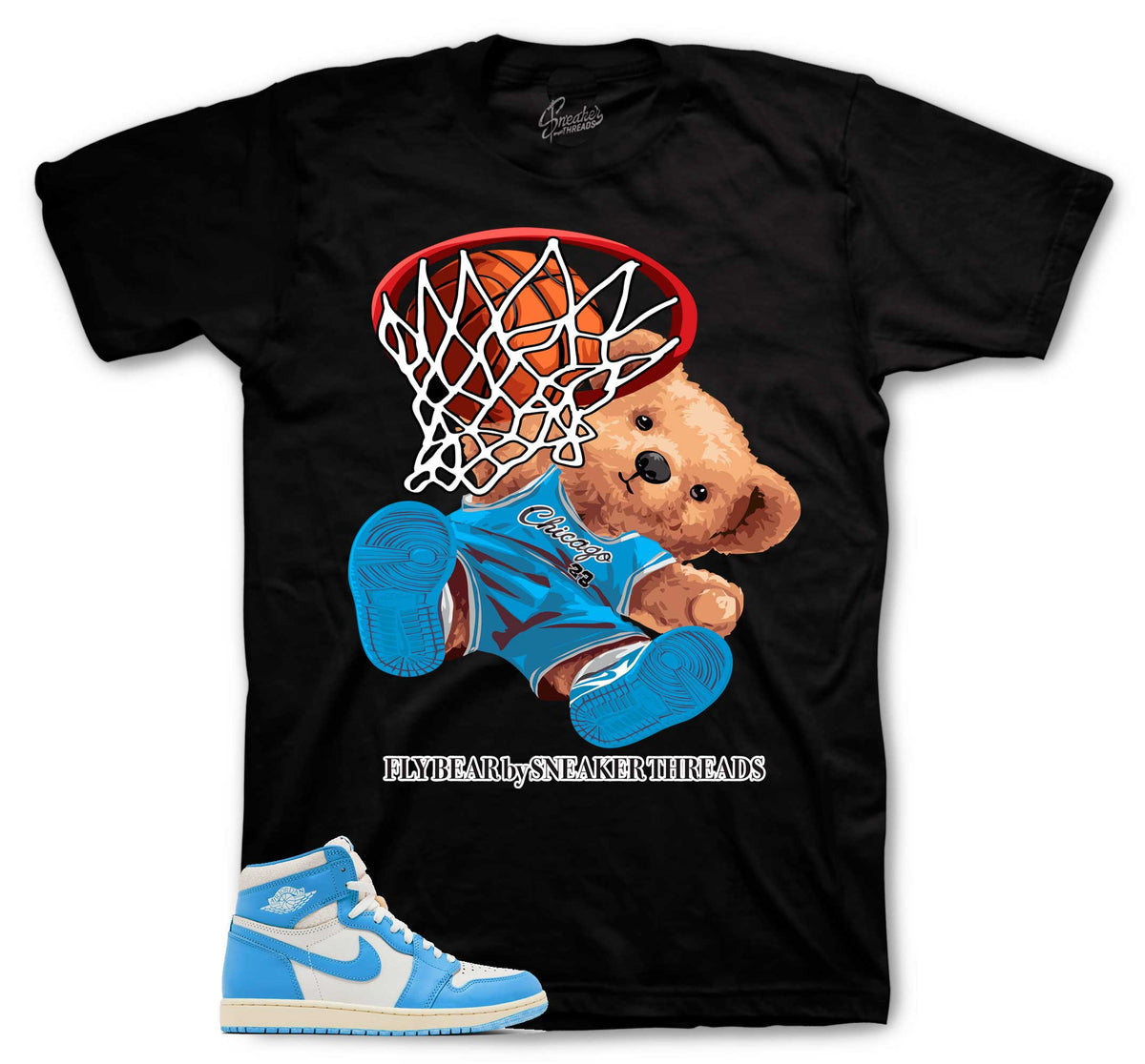 Retro 1 Reimagined UNC Fly Bear Shirt