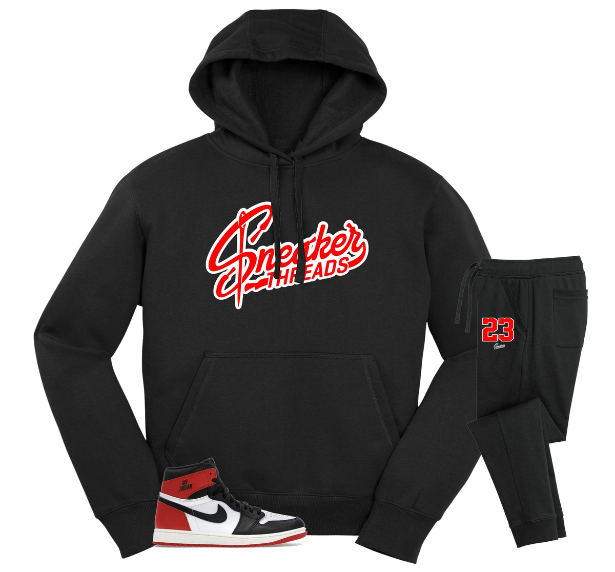 Retro 1 Black Toe Sneaker Threads Hoodie Jogger Set